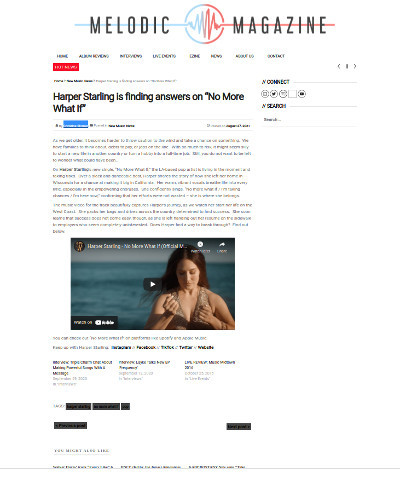Harper Starling featured on Melodic Magazine